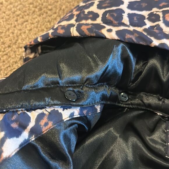 GENERATION LOVE WOMENS HOODED LEOPARD PRINT PUFFER LIGHT JACKET - Picture 7 of 9